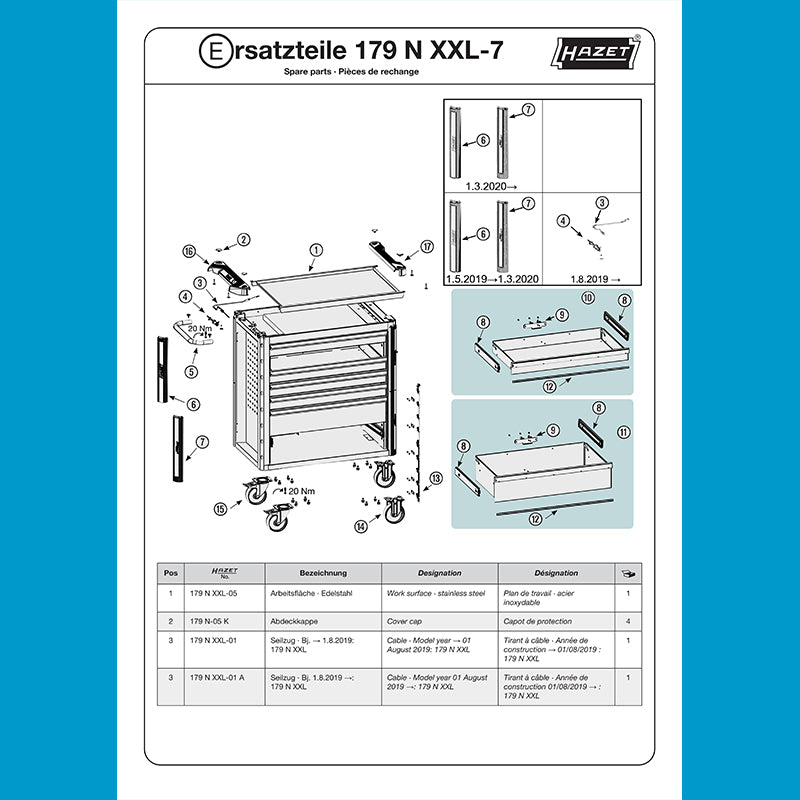 179NXXL-7 ツールトロリー 7段 スペシャルワイドタイプ