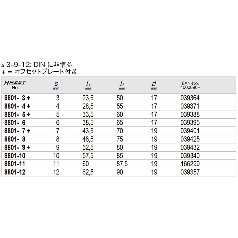 8801-9 ヘックスドライバーソケット 3/8” 9mm