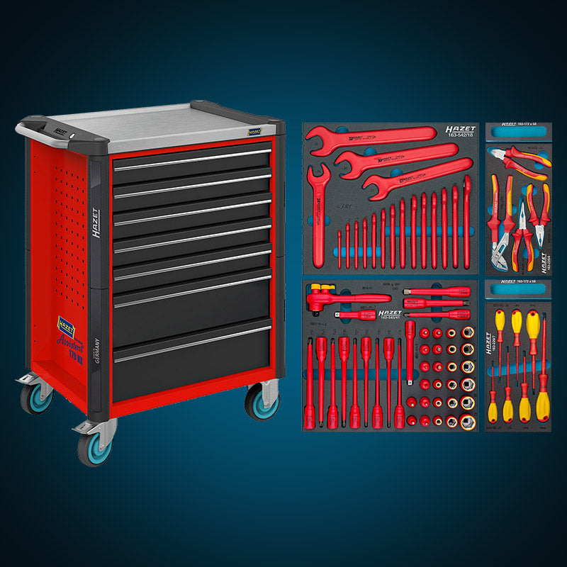 ハゼット(HAZET) 70KV ツールトロリー 絶縁保護ツール70点セット 179NX-7
