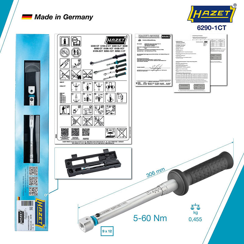 6290-1CT トルクレンチ・SYSTEM 6000 CT・5–60Nm 9×12mm – HAZET JAPAN