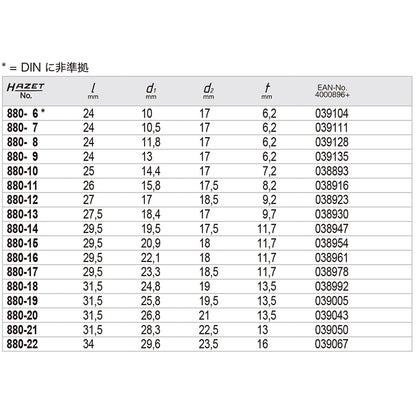 880-13 ヘックスソケット 3/8"