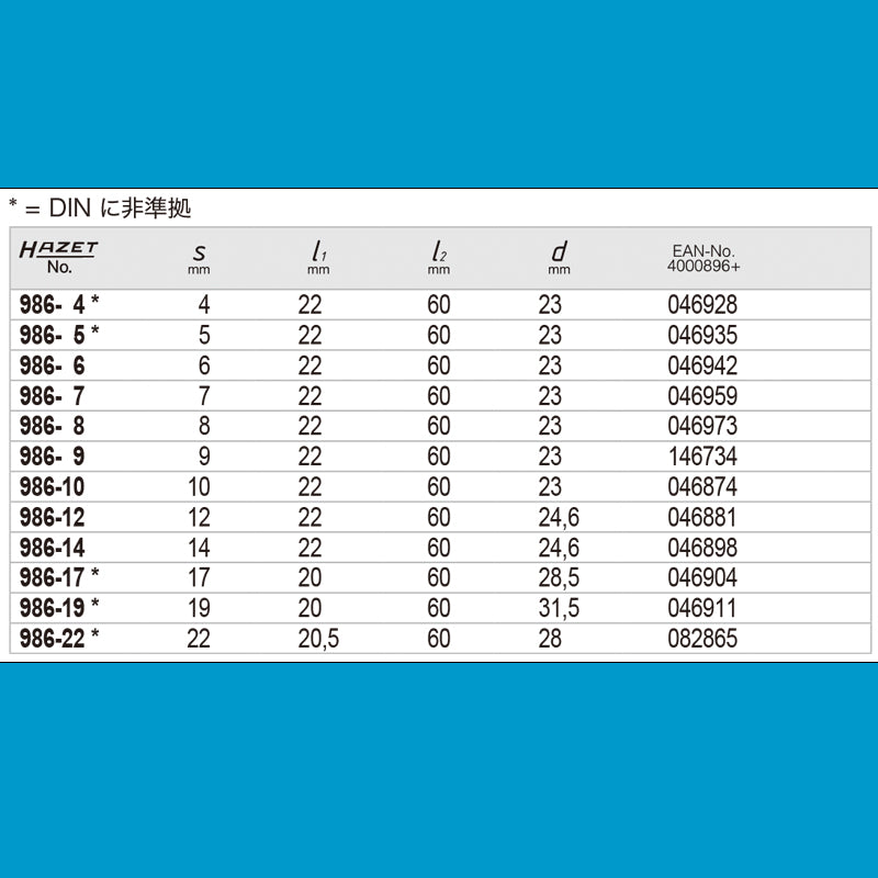 HAZET 986-8 1/2” ヘックスドライバーソケット 8mm – HAZET Japan